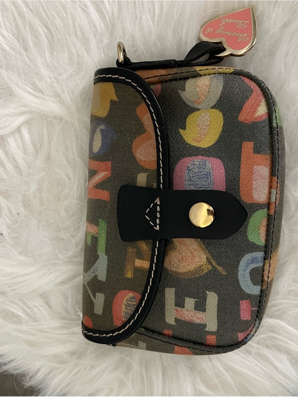 VINTAGE Dooney & Bourke graffiti doodle flap wristlet